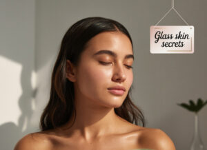 Jade skincare items featured in a guide on achieving glass skin, showcasing popular beauty trends and tips