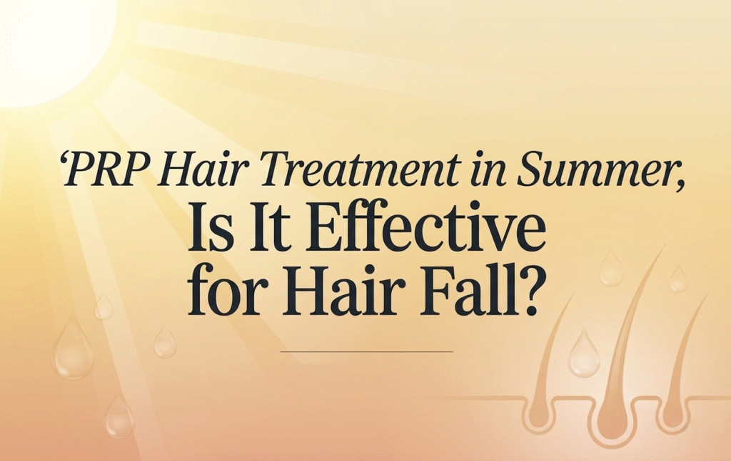 PRP hair treatment in summer for hair fall control, hair regrowth, scalp nourishment, and dermatologist-recommended PRP therapy results