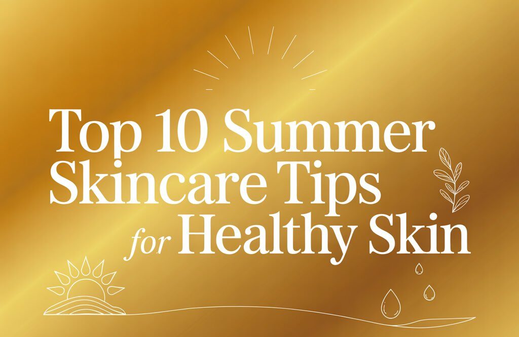 Top 10 summer skincare tips for healthy skin including sunscreen, hydration, cleansing, and dermatologist-recommended routines