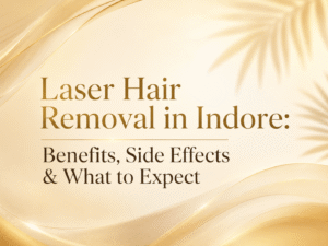 Woman receiving laser hair removal treatment at a skin clinic in Indore, highlighting safe and advanced cosmetic dermatology procedures.